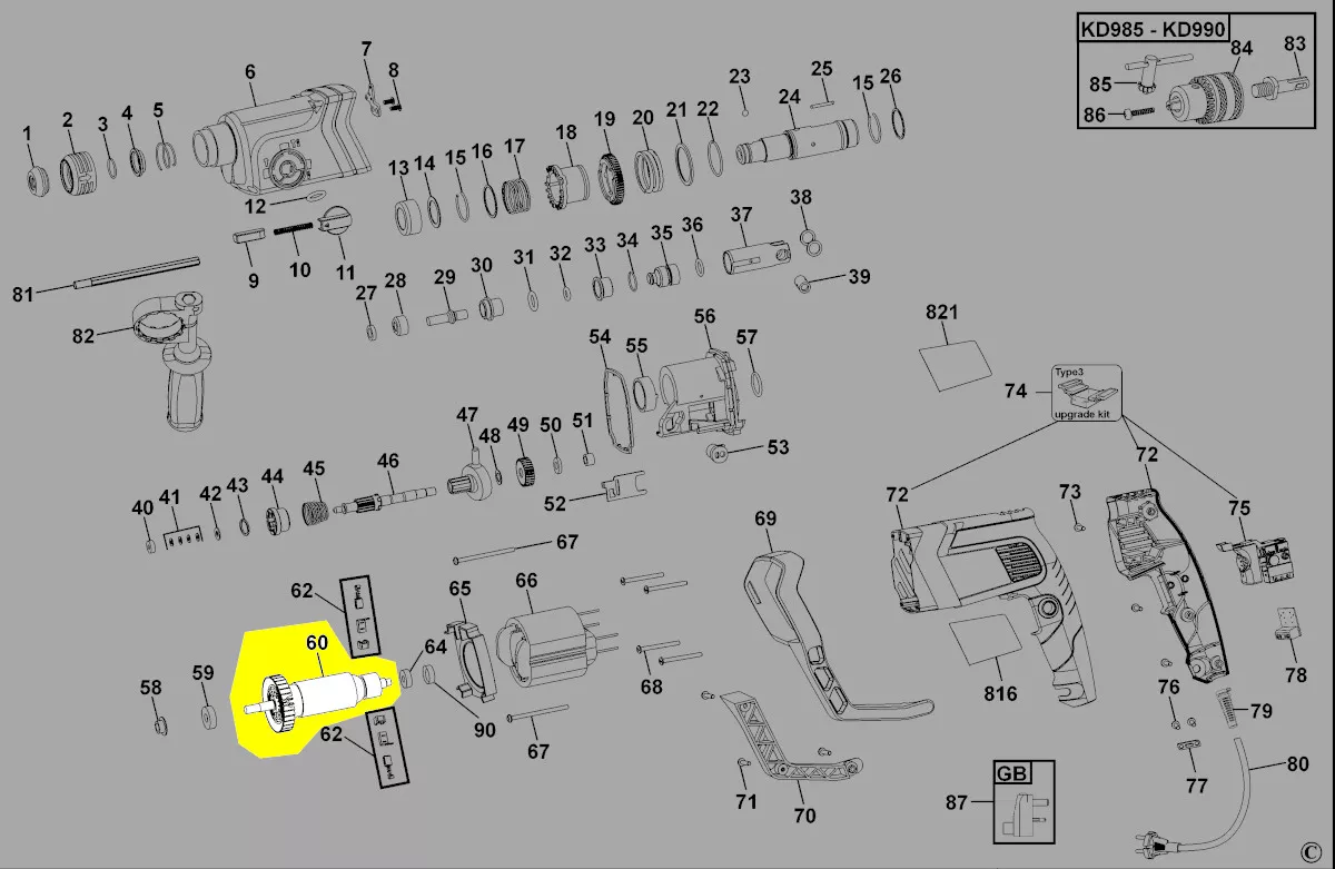 Induit rotor réf. 90534211 Black & Decker